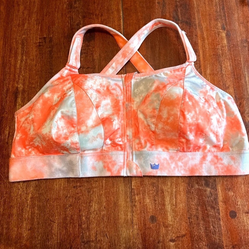 SHEFIT Ultimate Sports Bra Womens 5Luxe Orange Tie Dye High Impact
